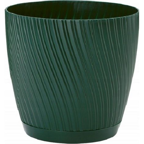 Mika Blumentopf mit Untersetzer, 13 cm, Waldmoos-Formkunststoff