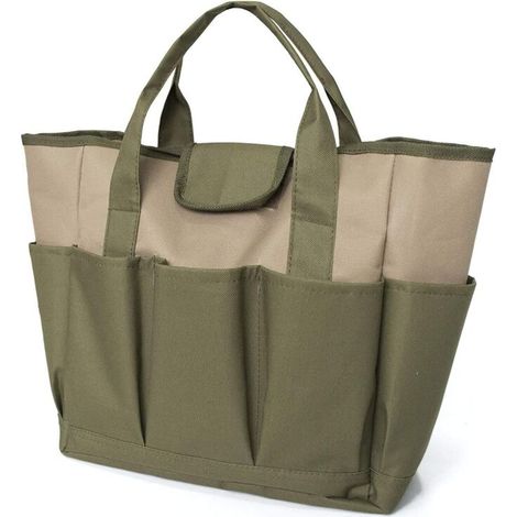 Kit d'outils de Jardin, Grand Sac fourre-Tout de Jardin avec Plusieurs Poches pour kit d'outils de Jardinage, Sac à Outils de Jardin (Vert + Kaki) (1/4)