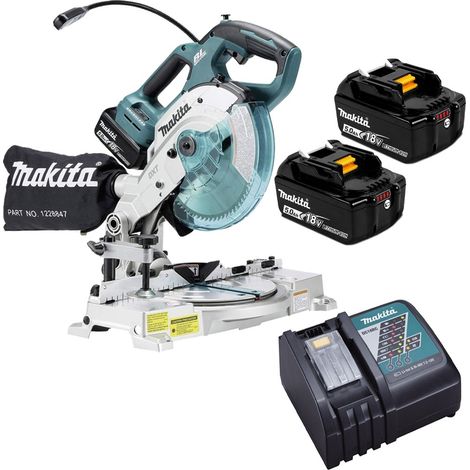 Makita 18v DLS600Z 165mm Cordless Brushless Double Bevel Mitre Saw 2 x 5ah Batt (1/5)