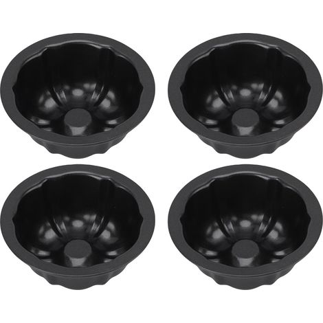ciciglow 4Pcs Mini Cake Casseroles, 4 Pouces En Acier Au Carbone Mini Flan Moule Antiadhésif Citrouille Gâteau Casseroles pour Pudding, Mousse, Chocolat. (1/5)