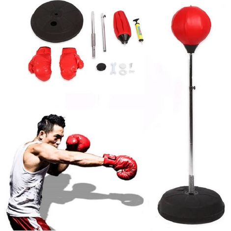 Ballon De Boxe Base 1.2m Haut Avec Gants Gants Adultes Adolescents (1/5)