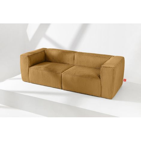 KONSIMO FEROX Modernes Sofa 3 Sitzer aus breitem Cordstoff, gelb (1/5)