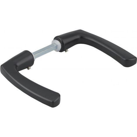 Béquille de porte double en aluminium fondu noir – Carré 7 x 110 mm – Compatible jusqu'à 70 mm d'épaisseur – Fixation vis pointeau (1/2)