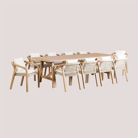 Set de Mesa Rectangular (260x100 cm) y 10 Sillas de Jardín en Madera de Acacia Dubai SKLUM (1/5)