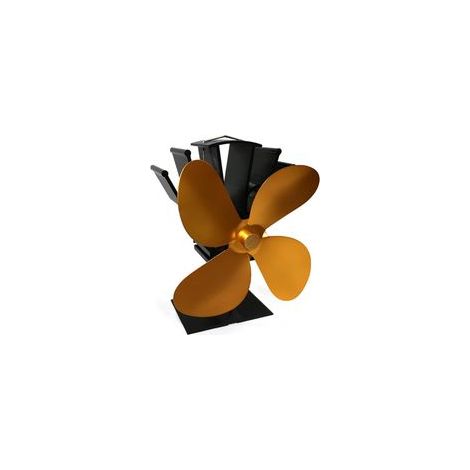 Ventilador de estufa de leña Hot Blast de 4 aspas, ahorra combustible, calefacción ecológica (Oro)