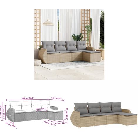 5-tlg. Garten-Sofagarnitur mit Kissen Beige Poly Rattan - Gartenmöbel - Outdoor Möbel - Rattan Gartenmöbel - Lounge Set - Gartenlounge - Home & Living (1/3)