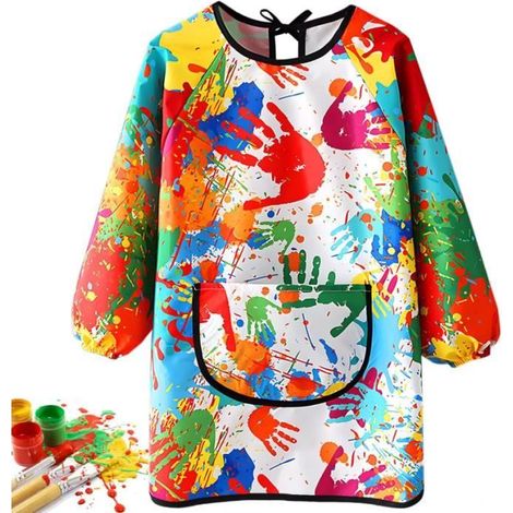 Tablier Peinture Enfant - Imperméable - 130-160cm - Manches Longues - Poche Avant - Design Graffiti (1/4)