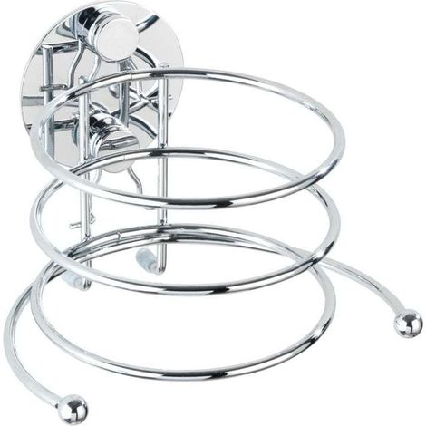 Porte sèche cheveux mural, Support sèche cheveux sans perçage Turbo-Loc®, acier, 14x7,5x11,5 cm, brillant (1/4)