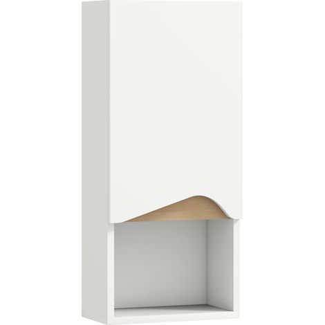 Badezimmer-Wandschrank, Tür mit Soft-Close-Funktion, offenes Fach, weiß