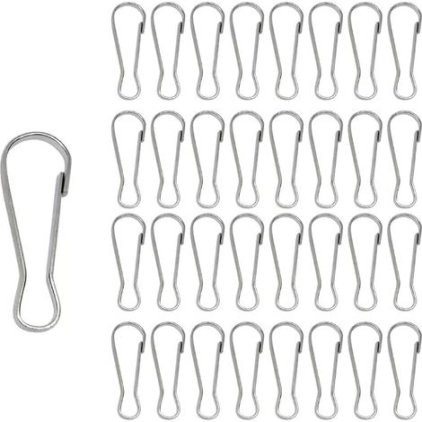 Lot de 80 crochets à ressort en métal nickelé pour trousseau de clés, corde à linge, barre de drapeau (1/5)