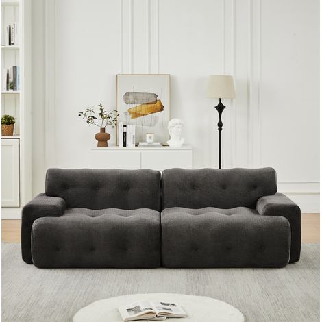 Canapé 2 places 224x104x66 cm gris en chenille avec accoudoirs larges et design sans montage (1/5)