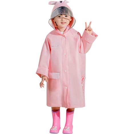 1 Imperméable enfant, motif animaux 3D, polyester haute densité, avec sac de rangement, pour école et plein air (1/5)
