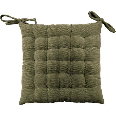 Galette de Chaise Velours Chenille "Cosi" 38x38cm Kaki (1/5)