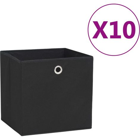 10 pcs Boîtes de rangement, Coffres de rangement Tissu intissé 28x28x28 cm Noir LKF38807 (1/5)