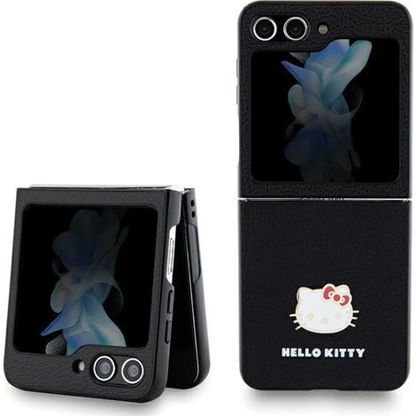 Hello Kitty HKHCZF5PGHDLMK Z Flip5 F731 custodia rigida nera/nera con logo in metallo a forma di testa di gatto (1/5)
