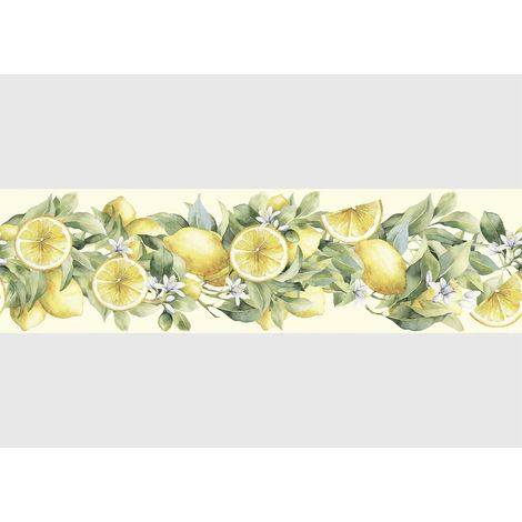 Frise auto-collante au fond jaune avec des citrons (1/5)