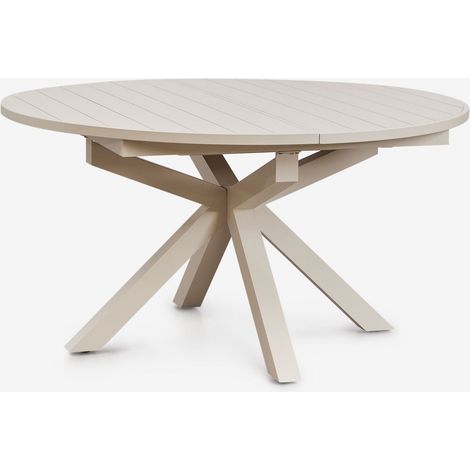 Sklum – Table à manger ronde extensible 145-200x145 cm en aluminium – Finition revêtement en poudre – Patins en PVC réglables – Design moderne