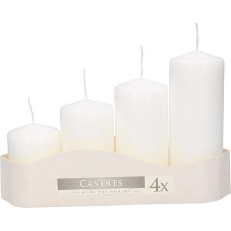 Lot de 4 bougies piliers Blanc-NANOTEH (1/5)