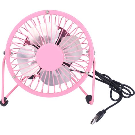 Ventilateur USB Silencieux Portable pour Bureau - Mini Ventilateur Aluminium Rose (1/5)