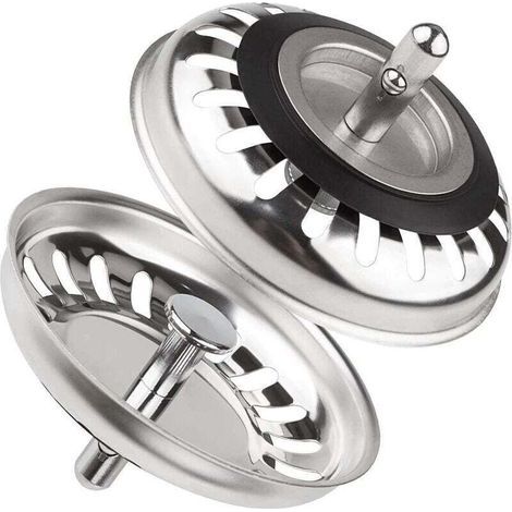 Set di 2 tappi per lavello da cucina in acciaio inox, filtro universale da 79,3 mm, tappo anti-intasamento per cucina e bagno. (1/4)