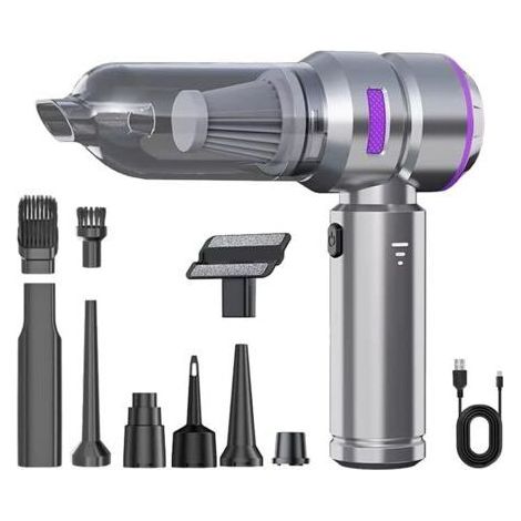 BUNTHAUS Aspirateur de Voiture Portable Haute Puissance à Main avec Moteur sans Balais, d'air pour Appareil Électroménager, Argent (1/4)