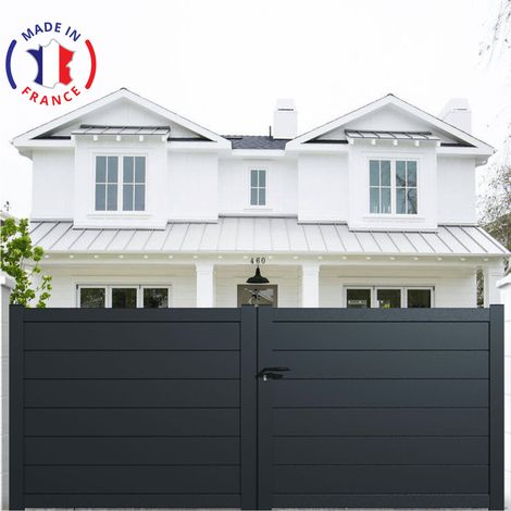 Portail aluminium battant plein en kit dimensions L.3500 (entre piliers) X H.1900 mm Couleurs Gris (RAL 7016)