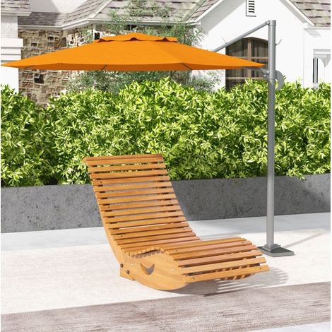 Sedia a dondolo da esterno in legno teak 130 x 60 x 60 cm, schienale alto, base regolabile, design ergonomico a S (1/5)
