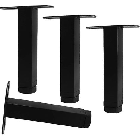 4er-Set Möbelfüße, Sofafüße, Metallfüße für verstellbare Lattenroste, Stahlbettfüße, Bettgestellzubehör (Schwarz, 1-20 cm, 7,9 Zoll)