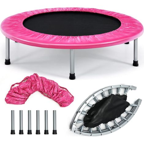 GOPLUS Mini Trampoline Fitness Pliable Charge 150KG,Trampoline de Sport Silencieux pour Intérieur avec Tapis de Sécurité,pour Adultes et Enfants (1/5)
