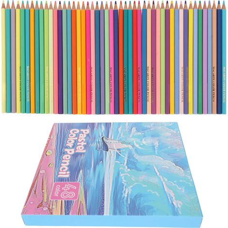 Crayons de couleur vifs, pré-taillés, 48 teintes variées en bois massif, idéaux pour enfants, adultes et débutants en dessin. (1/5)