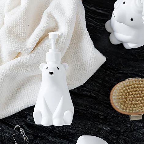 Distributeur de savon pour les mains en forme d'ours, lotion, flacon pompe grande capacité ours polaire pour liquide vaisselle et gel douche (flacon vide de 900 ml) (1/5)