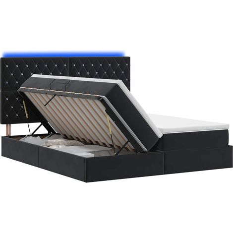 Cama de almacenamiento LED con colchón Negro 200 x 200 cm vidaXL (1/5)