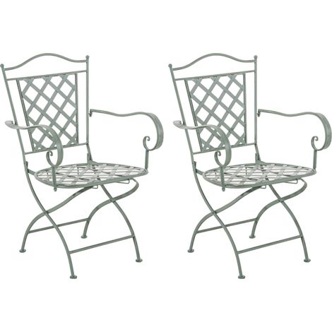 Lot de 2 chaises de jardin Adara Fer galvanisé métal vert antique 100002859 (1/4)