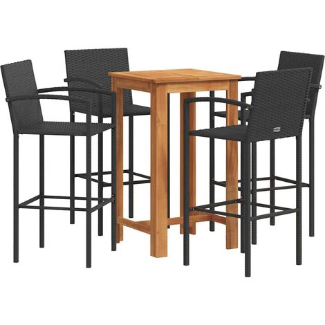 Maison Exclusive - Mesa y taburetes de jardín 5 pzas madera acaci (1/5)