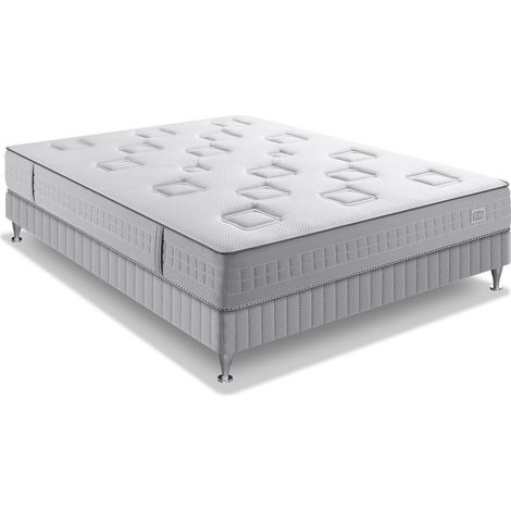 Ens CHALLENGE 160x200 matelas H24 ressort ensachés, très ferme, 2 sommiers (1/4)