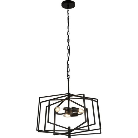 Searchlight SLINKY - Pendentif de plafond cage noir mat réglable à 3 ampoules en métal (1/3)