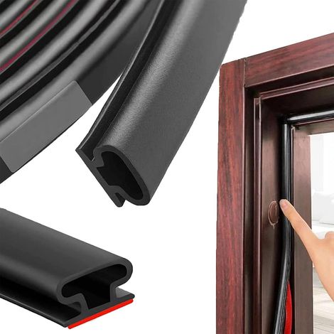 APEX Joint d'étanchéité de porte en caoutchouc noir en forme de D de 6 m,  pour cadre de porte insonorisé-froid 2,5 à 6 mm (1/5)