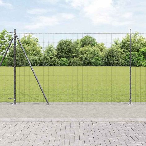 Zaun mit Pfosten Grau 1,4 x 10 m Stahl und PVC