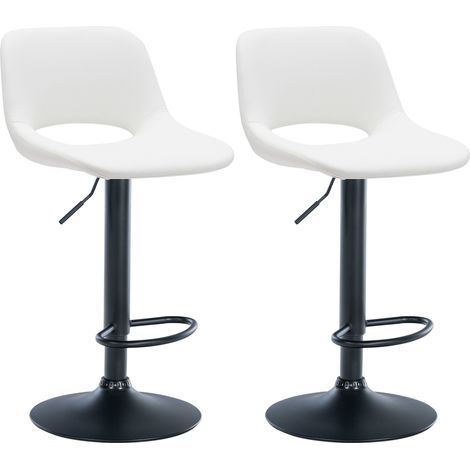Taburetes altos x2 con reposapiés en PVC blanco base metal negro 100004064 (1/5)