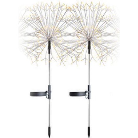 Juego de 2 guirnaldas de luces, 120 LED, 8 modos, efecto fuegos artificiales, alimentación solar, resistentes al agua, para jardín, patio, camino. (1/5)
