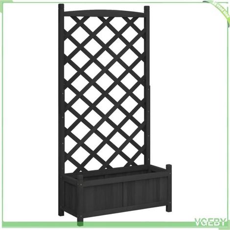 Jardinière avec treillis - FAFEICY - 365490 - Bois massif sapin - Noir - 75x35x150 cm (1/5)