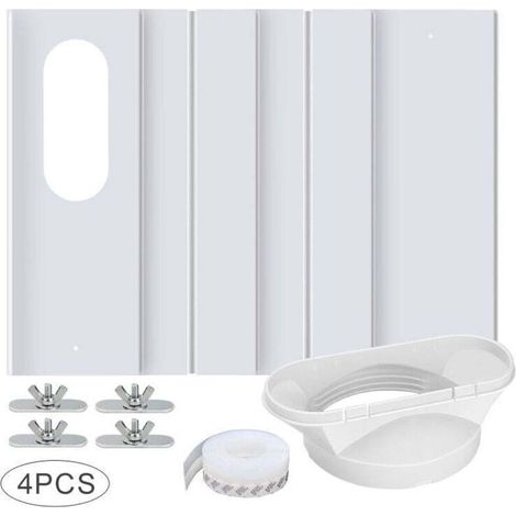 Kit de 4 plaques réglables pour climatiseur mobile – Longueur ajustable 43-140 cm – PVC durable – Installation facile sur fenêtres coulissantes (1/5)