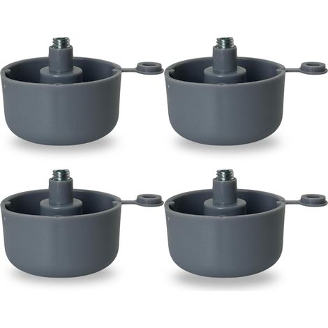 4 Pieds Réglables avec Base H 27mm en PE Ø50 mm et Tige Fixe H 11, Couleur Gris Clair, Idéal pour Maison, Made in Italy - EVOTRADE (1/5)
