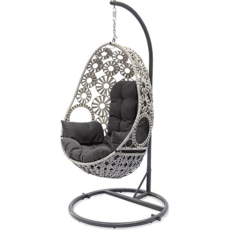 Dcb Garden – Balancelle de jardin en résine écrue avec coussin – 2 places – Charge maximale 200kg – Confort optimal pour extérieur