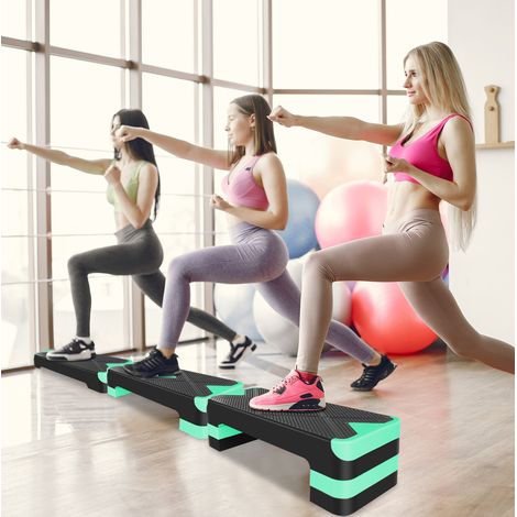 Step aeróbico regulable 68,5x28x10 cm de ABS verde, 3 alturas para entrenar en casa – MEUBLIV (1/5)