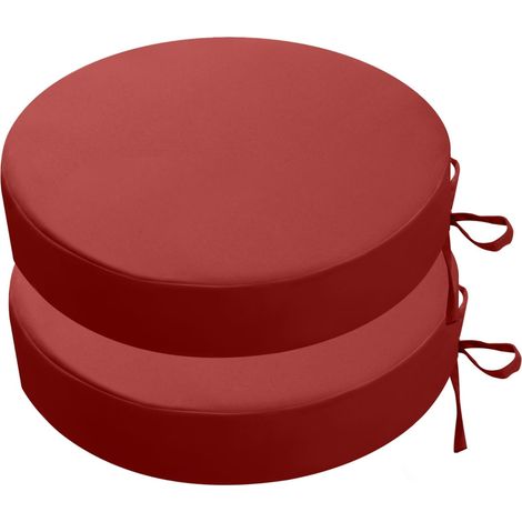 Lot de 2 Coussins de Chaise d'Extérieur Ronds Imperméables, Grand Teint, avec Rubans, pour Meubles de Terrasse (1/5)