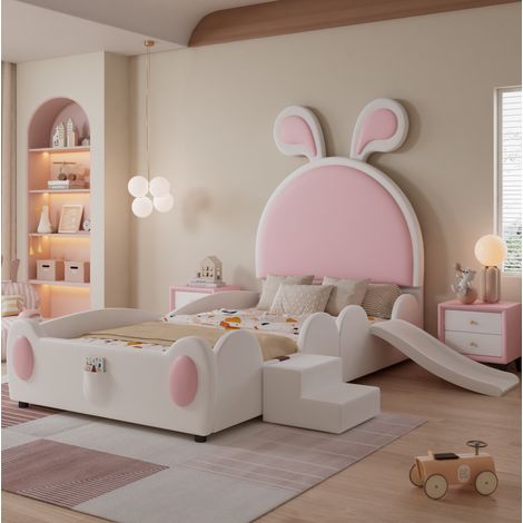lit chambre couchage toboggan escalier PU 90x200 OKMYHOME (1/5)