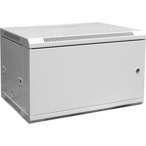 Wall-mounted network cabinet 19" 6U rack 600x450, solid door, gray, untilized, folded, 60kg