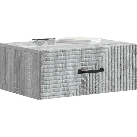 Maison Exclusive - Mobiletto da notte a muro Grigio Sonoma 49 x 34,5 x 20 cm
