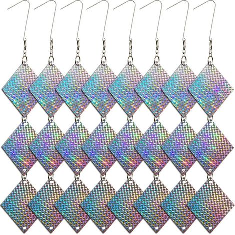 24 disques antioiseaux réfléchissants holographiques pour pics et pigeons, dissuasion d'oiseaux, éloignez les oiseaux, 24 disques en forme de losange (1/5)
